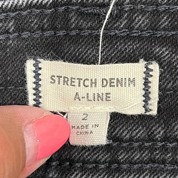 Madewell Stretch Denim A-Line Skirt Women's Size 2 Carbon Black Pockets Mini - Picture 7 of 10